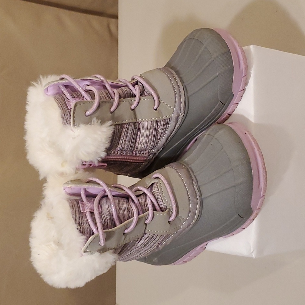 5 Toddler Girls Purple & Gray, Snow Boots, Rain Boots, Zipper on Side - Oshkosh